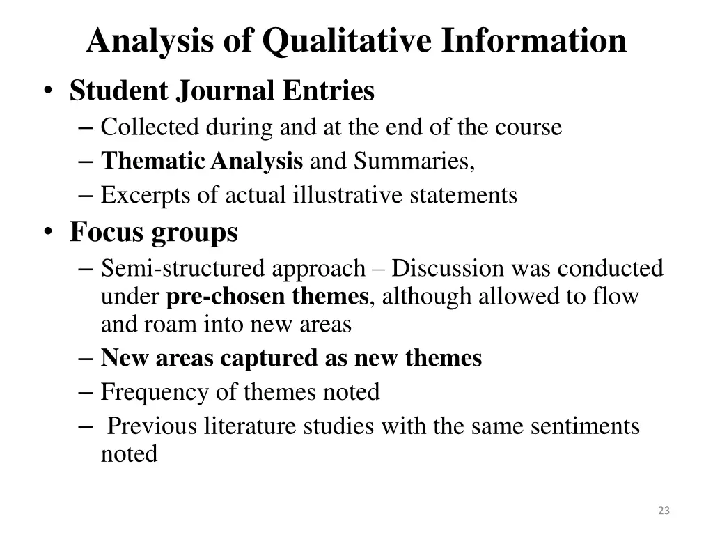 analysis of qualitative information student