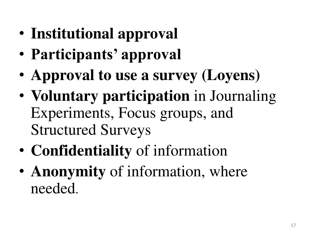 institutional approval participants approval