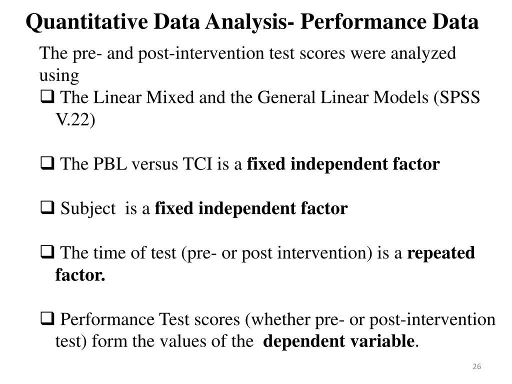 quantitative data analysis performance data