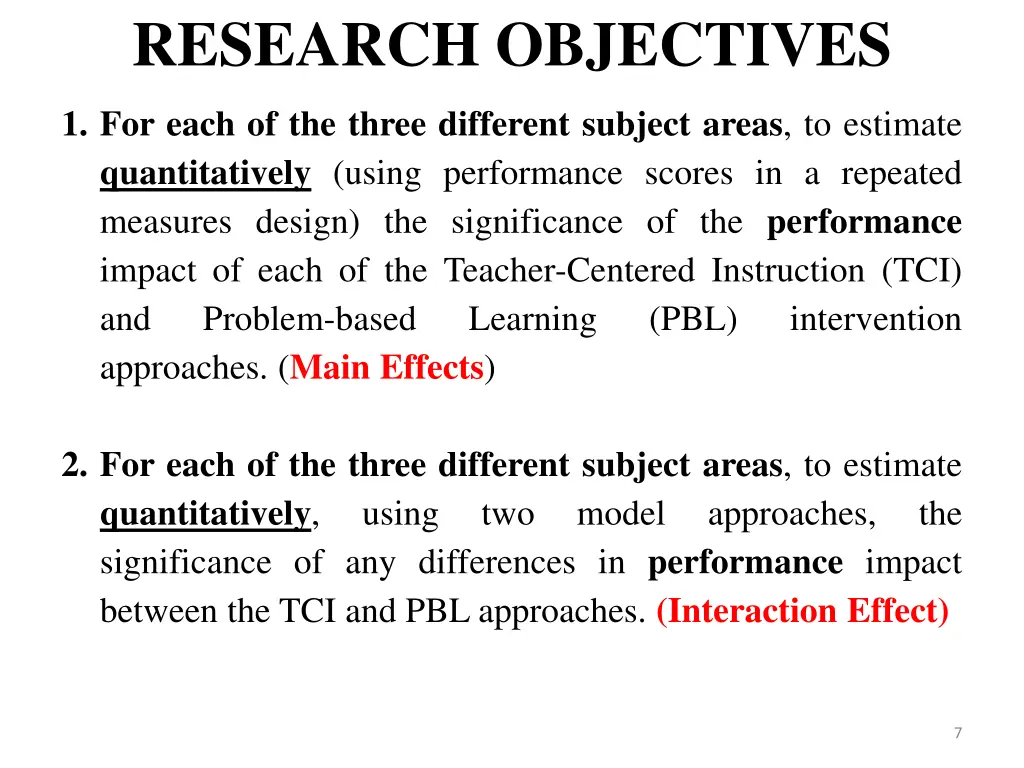 research objectives