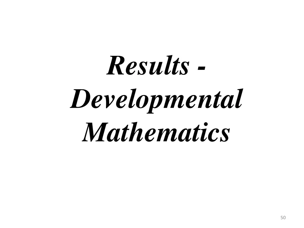 results developmental mathematics