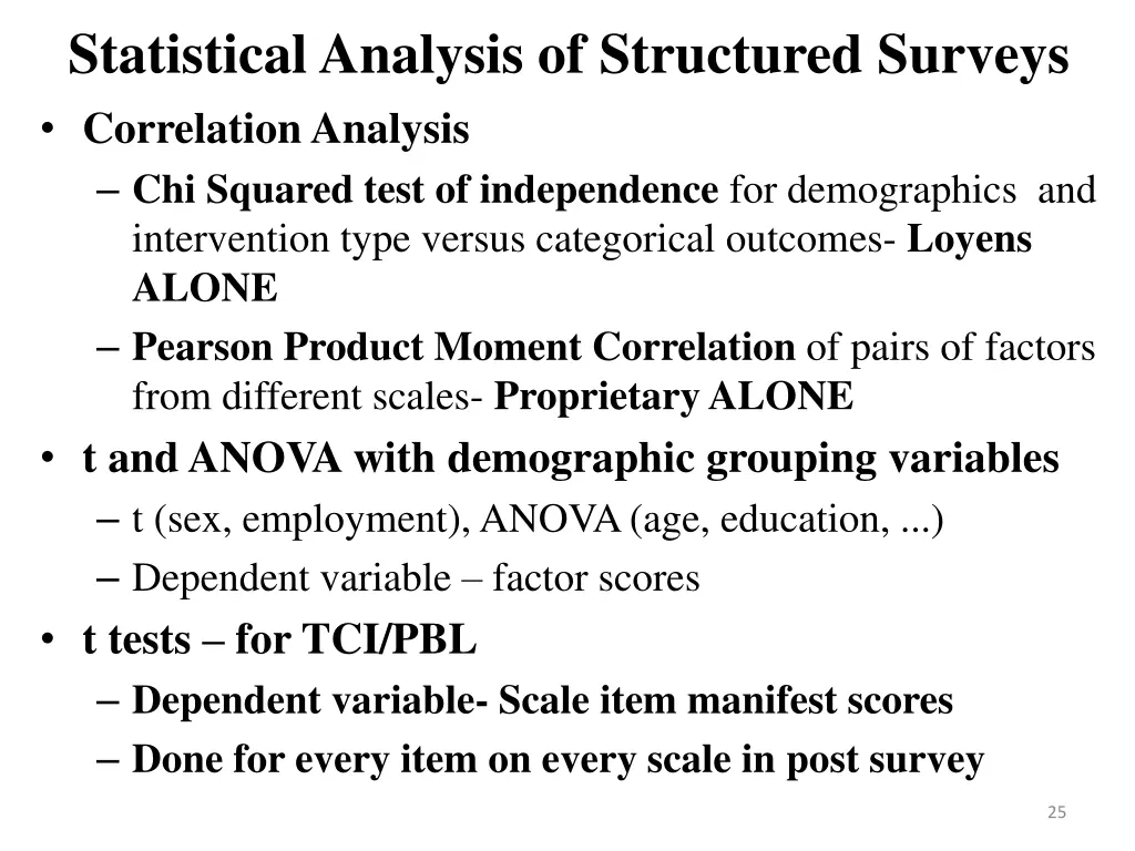 statistical analysis of structured surveys