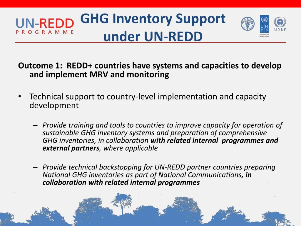 ghg inventory support under un redd