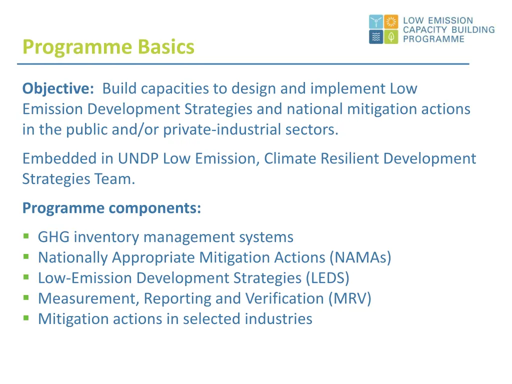 programme basics