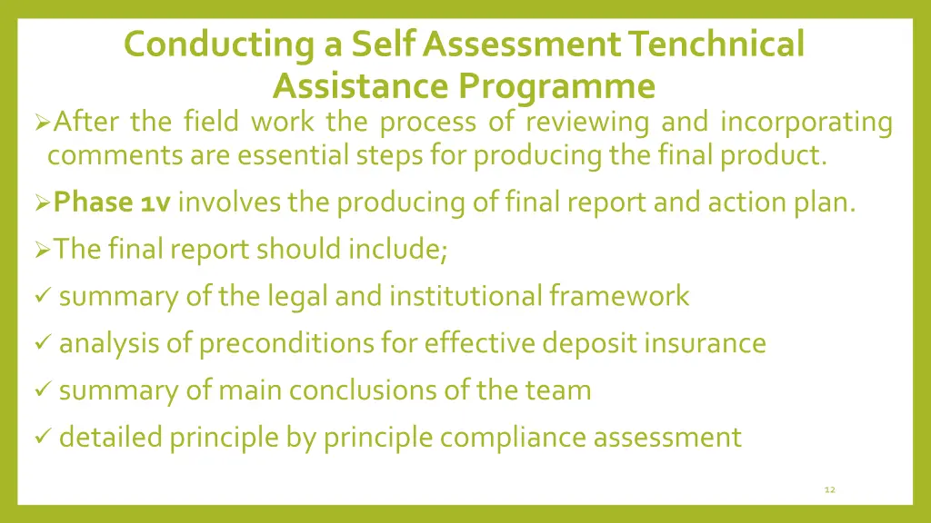 conducting a self assessment tenchnical