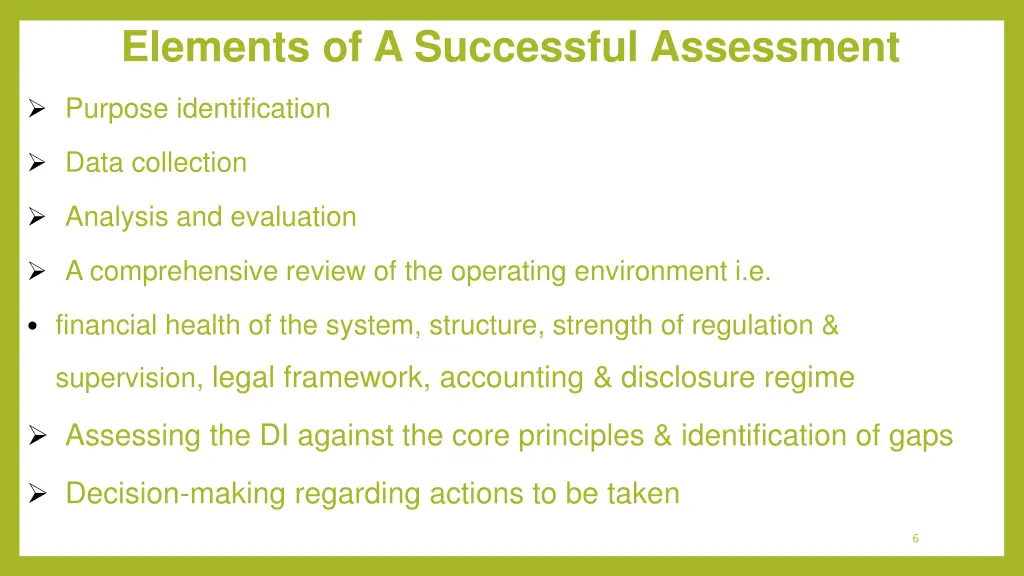 elements of a successful assessment