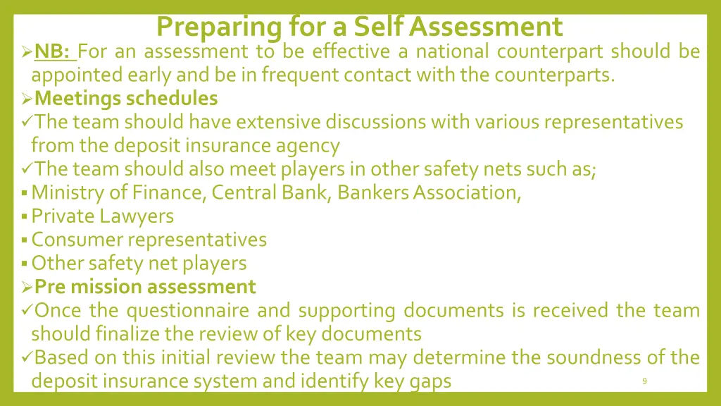 preparing for a self assessment