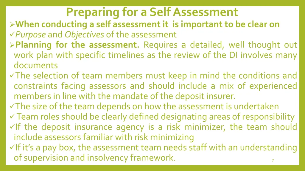 preparing for a self assessment when conducting