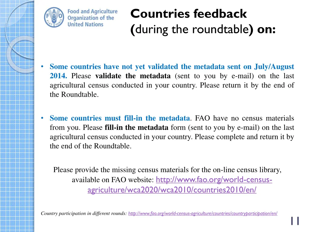 countries feedback during the roundtable on