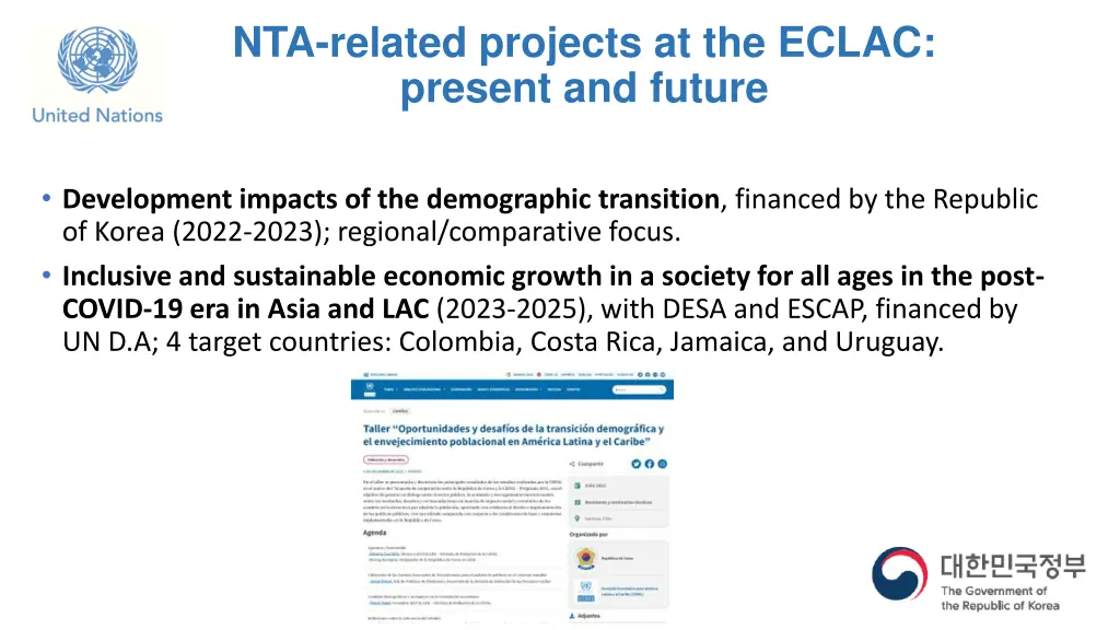 nta related projects at the eclac present