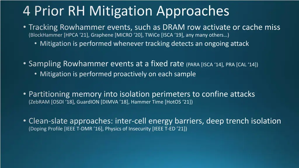 4 prior rh mitigation approaches tracking