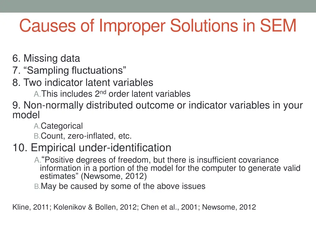 causes of improper solutions in sem 2