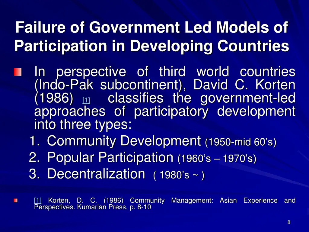 failure of government led models of participation