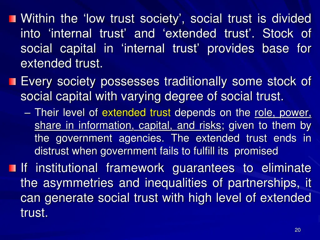 within the low trust society social trust