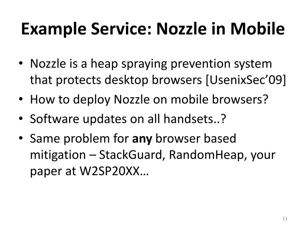 example service nozzle in mobile