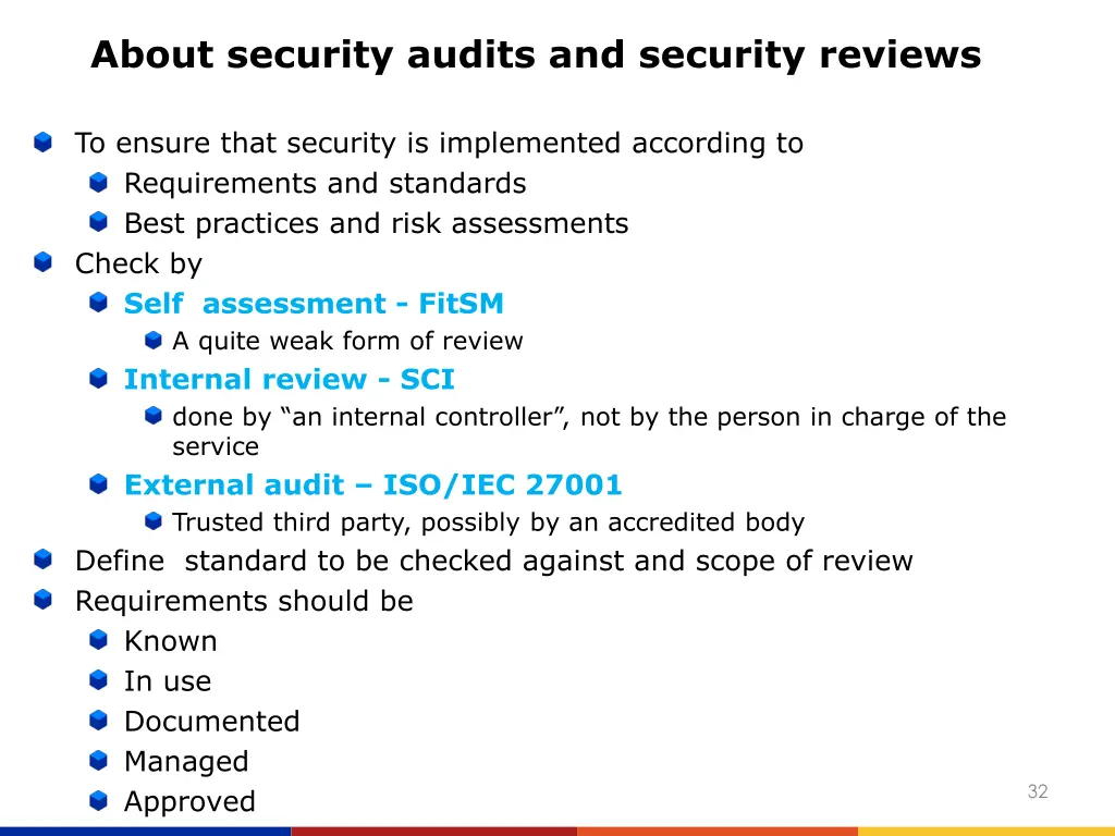 about security audits and security reviews