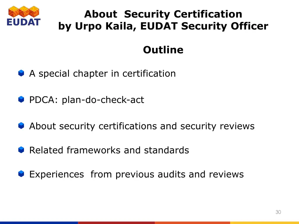 about security certification by urpo kaila eudat