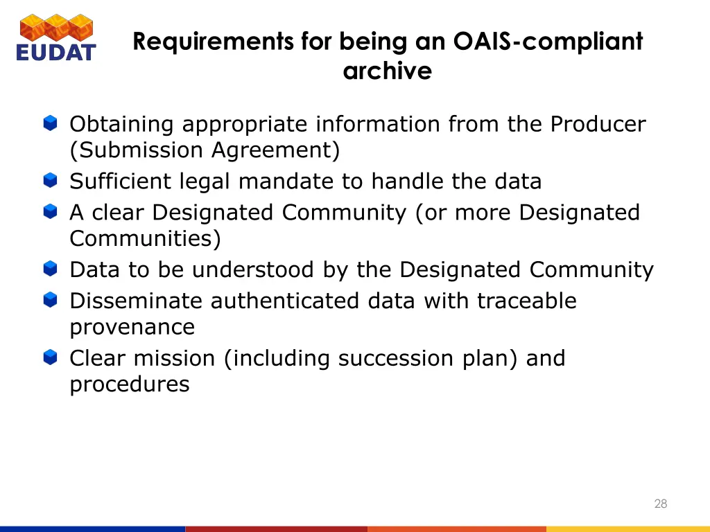 requirements for being an oais compliant archive