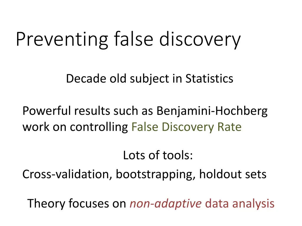 preventing false discovery