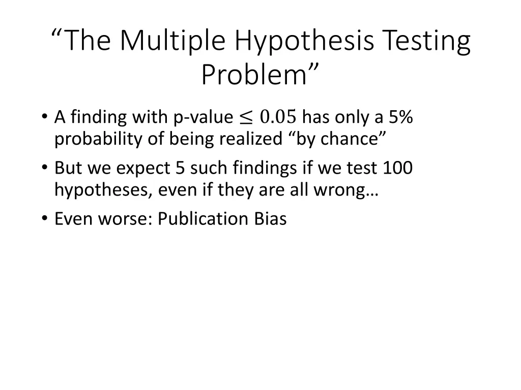 the multiple hypothesis testing problem