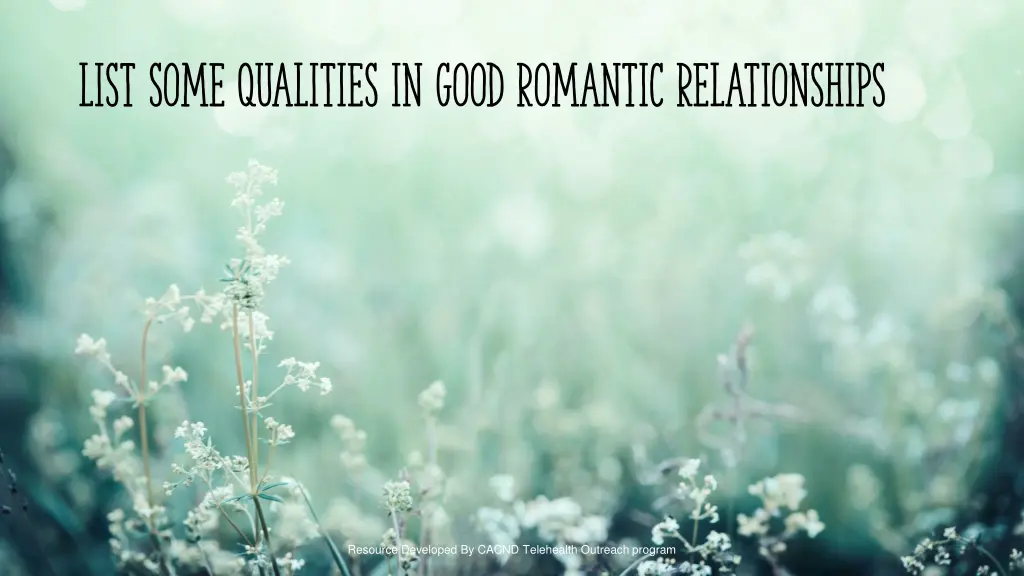 list some qualities in good romantic relationships