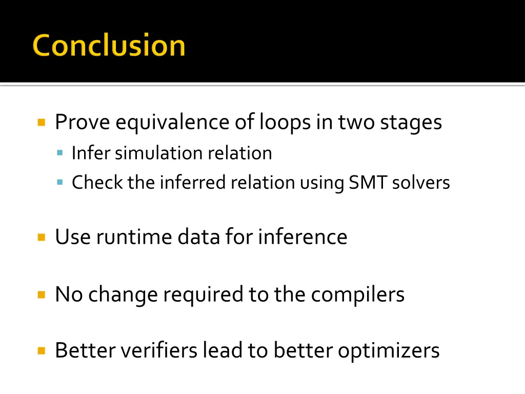 prove equivalence of loops in two stages infer