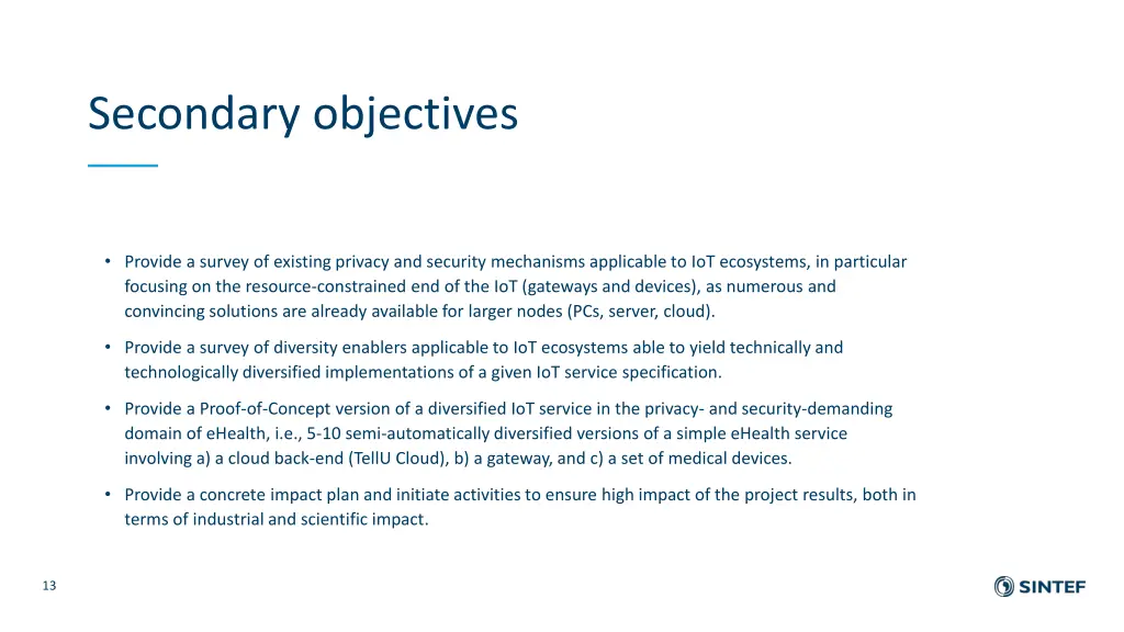 secondary objectives