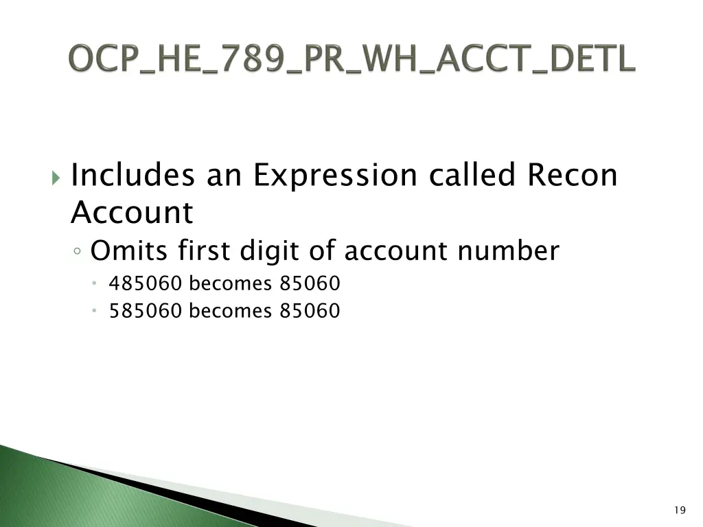 includes an expression called recon account omits