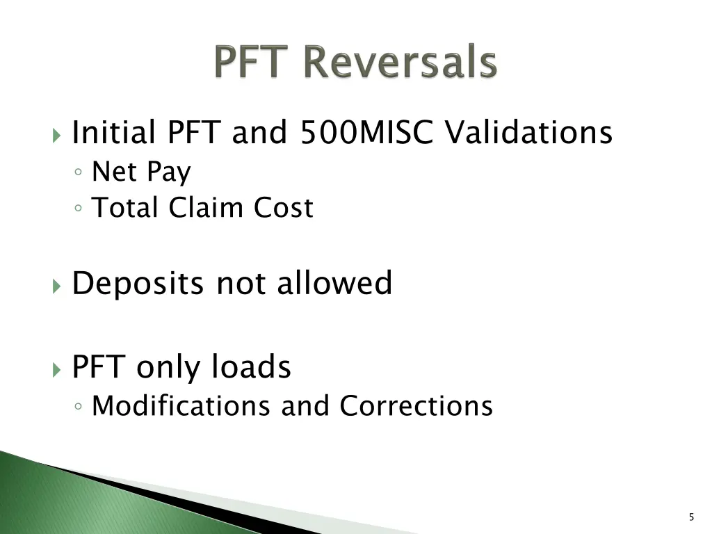 initial pft and 500misc validations net pay total