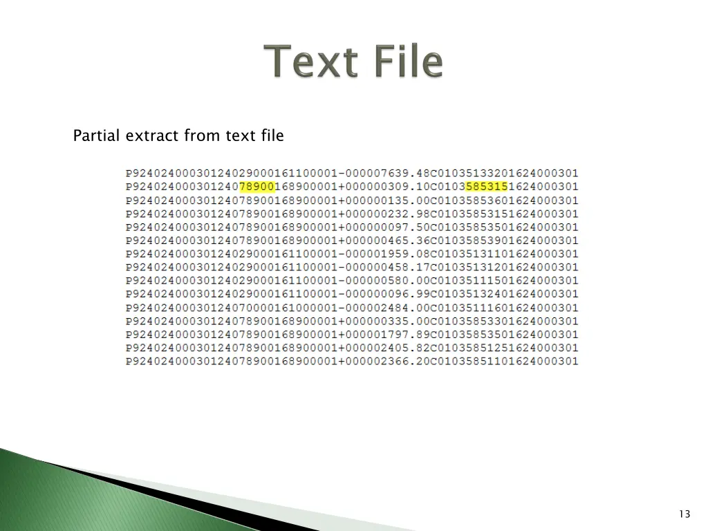 partial extract from text file