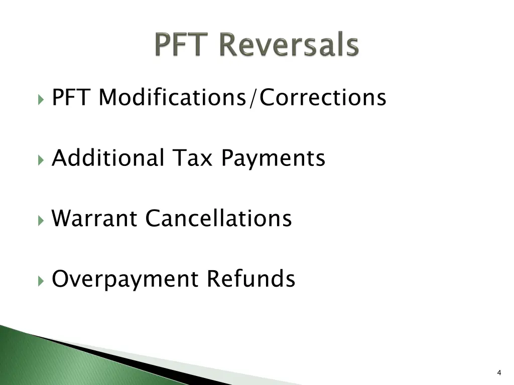 pft modifications corrections