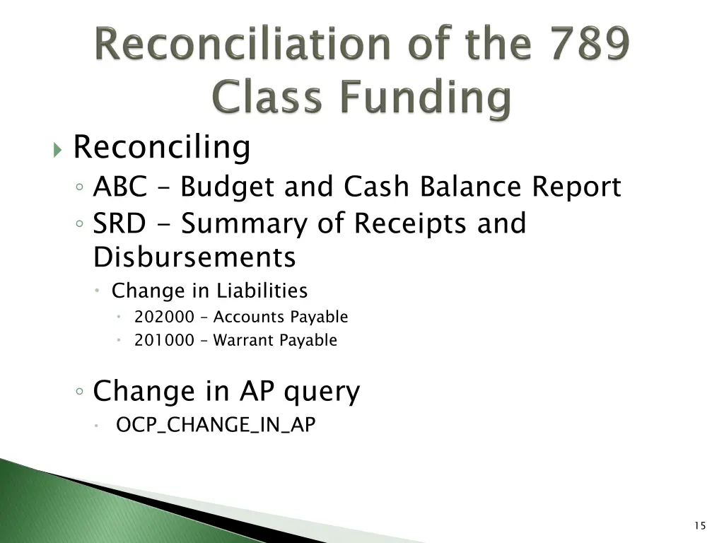 reconciling abc budget and cash balance report