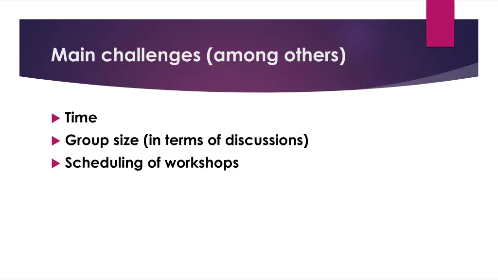 main challenges among others