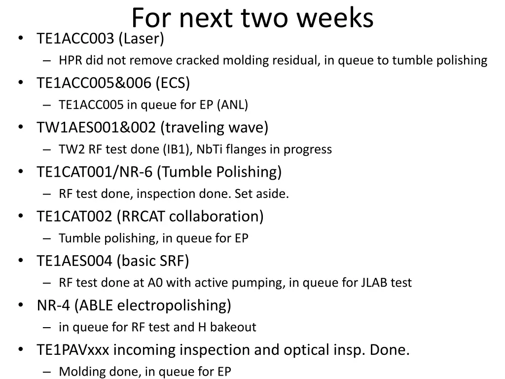 for next two weeks te1acc003 laser