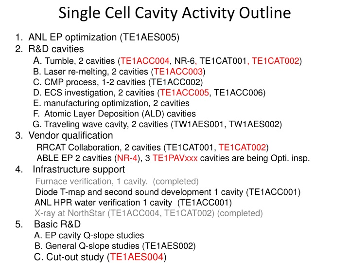 single cell cavity activity outline