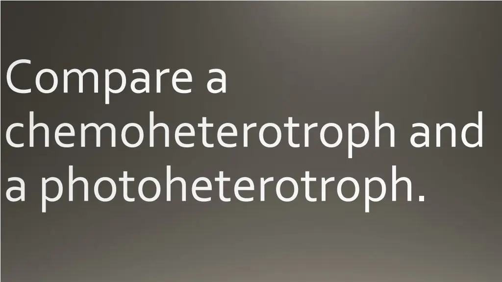 compare a chemoheterotroph and a photoheterotroph