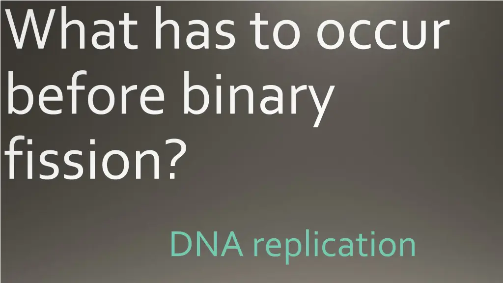 what has to occur before binary fission