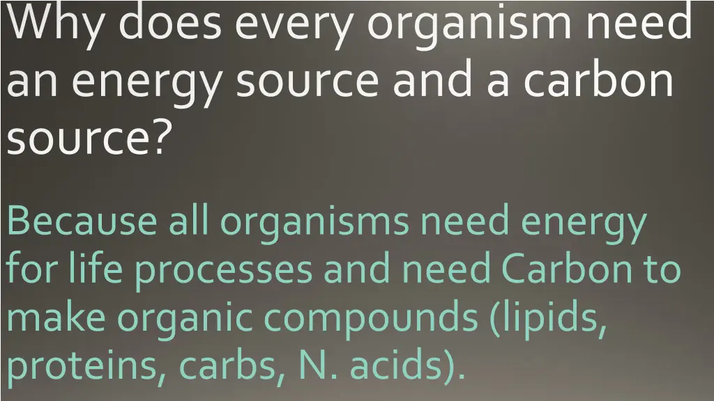 why does every organism need an energy source