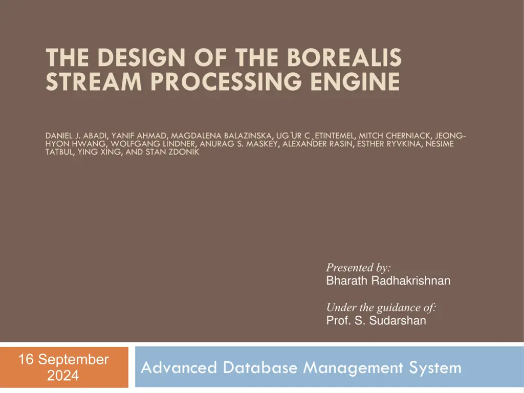 the design of the borealis stream processing