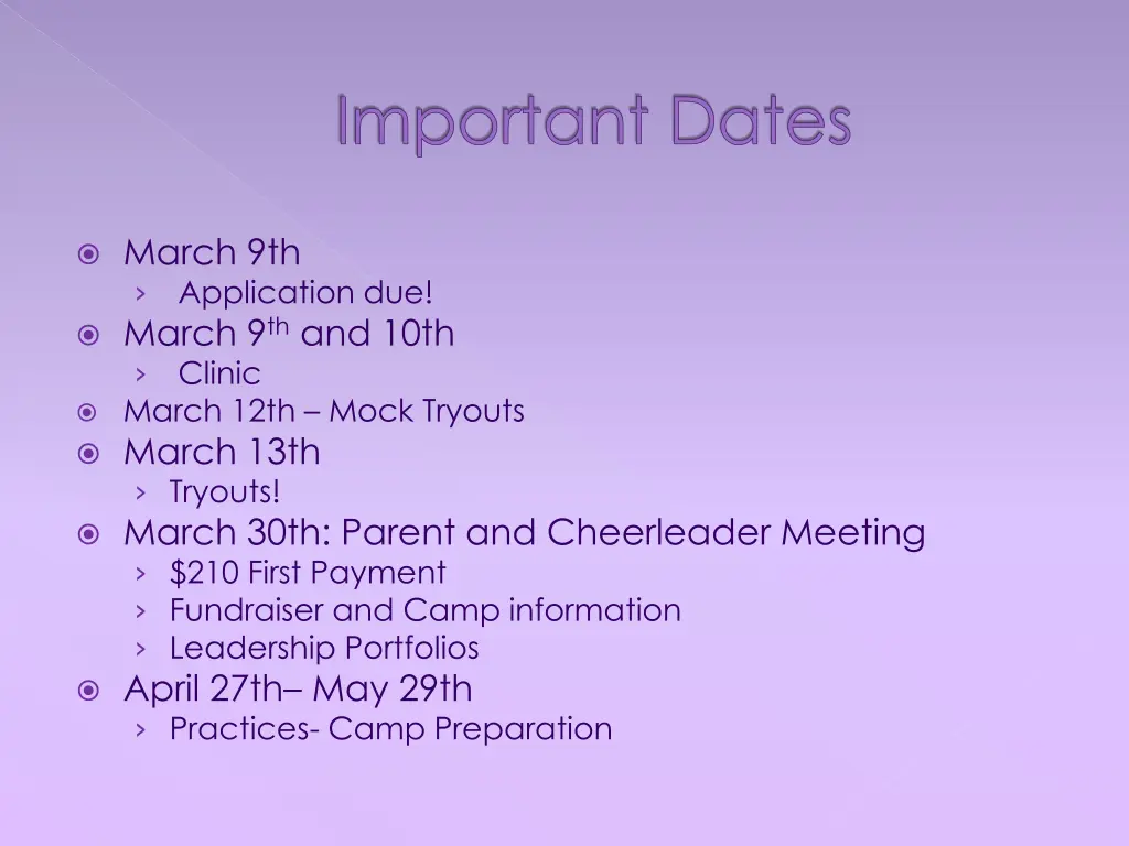 important dates