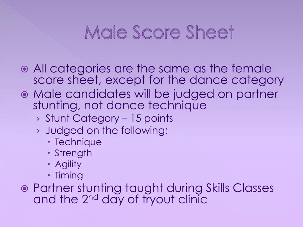 male score sheet