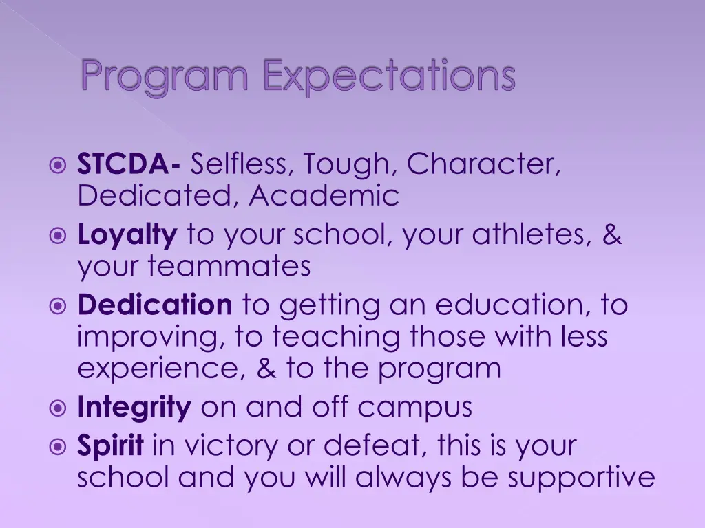 program expectations