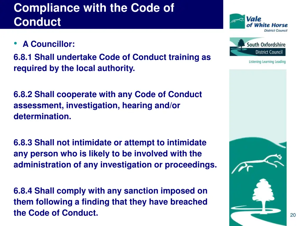 compliance with the code of conduct