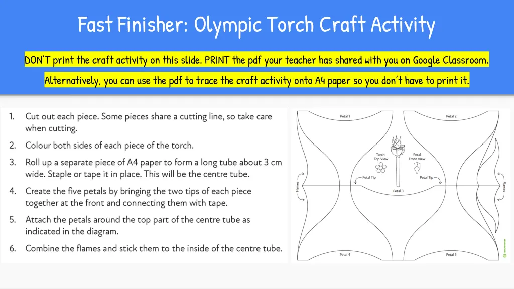 fast finisher olympic torch craft activity