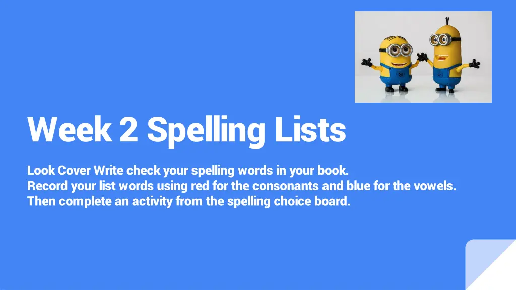 week 2 spelling lists