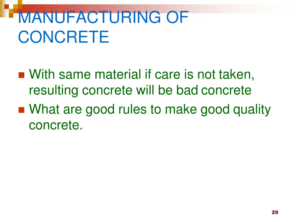 manufacturing of concrete