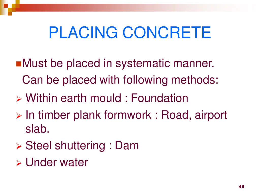 placing concrete