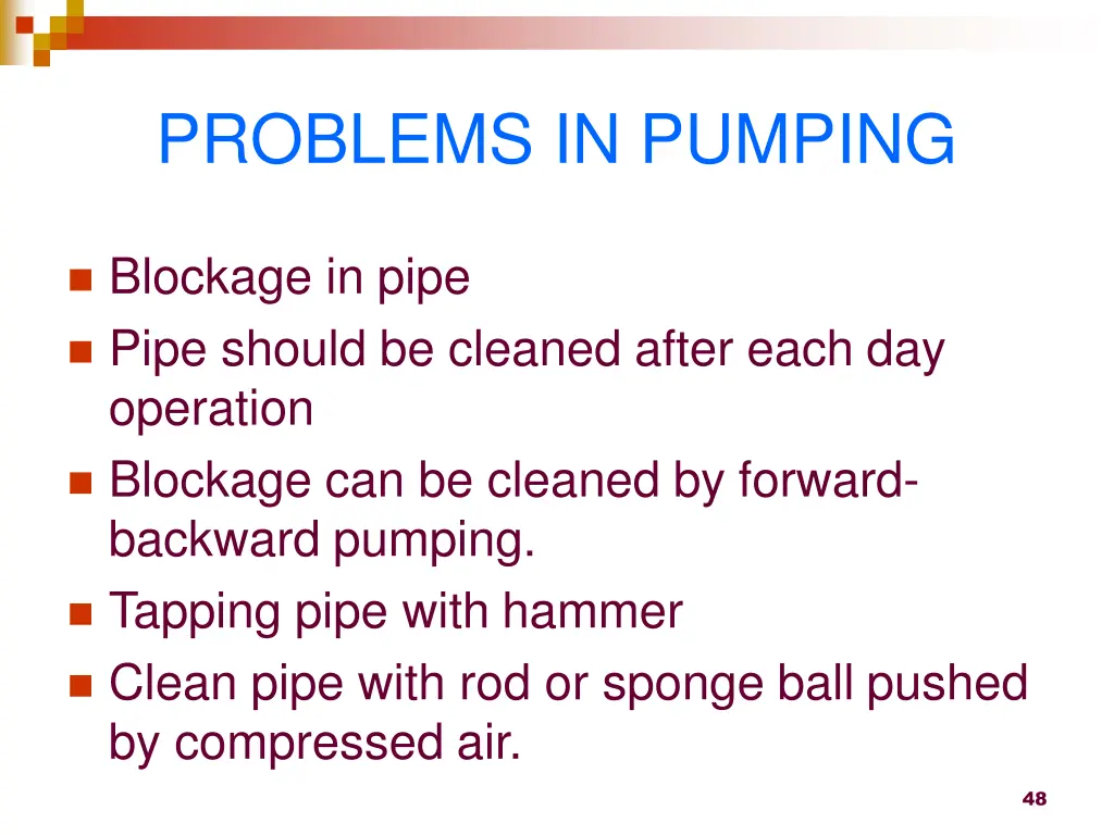 problems in pumping