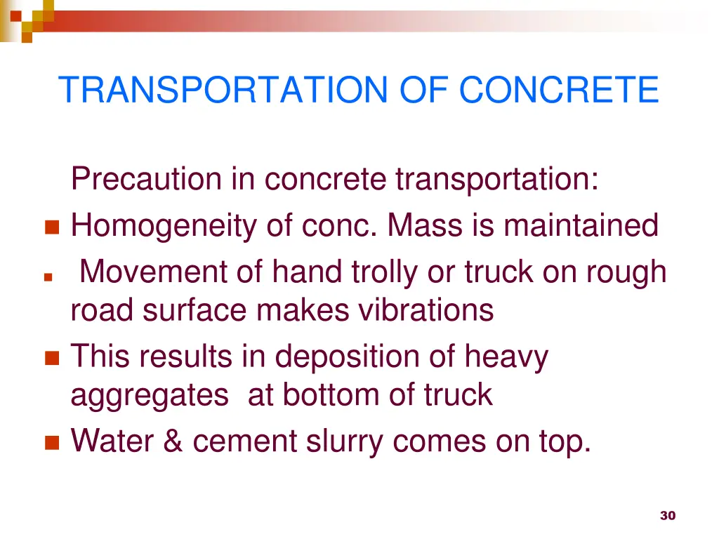 transportation of concrete