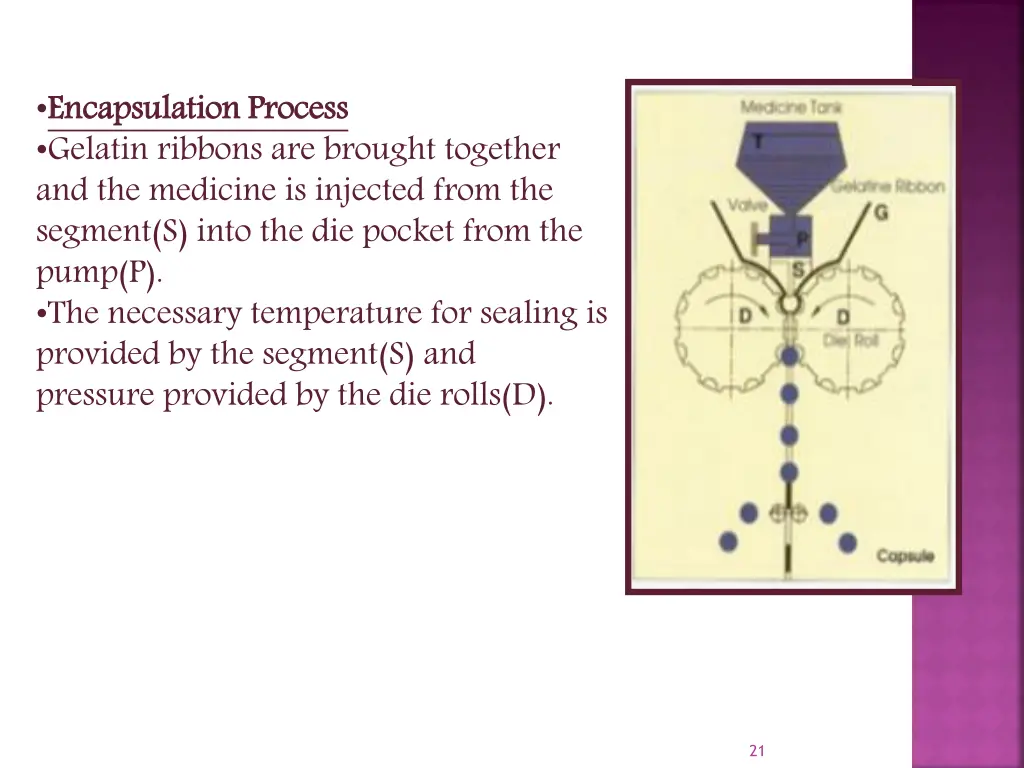 encapsulation process gelatin ribbons are brought